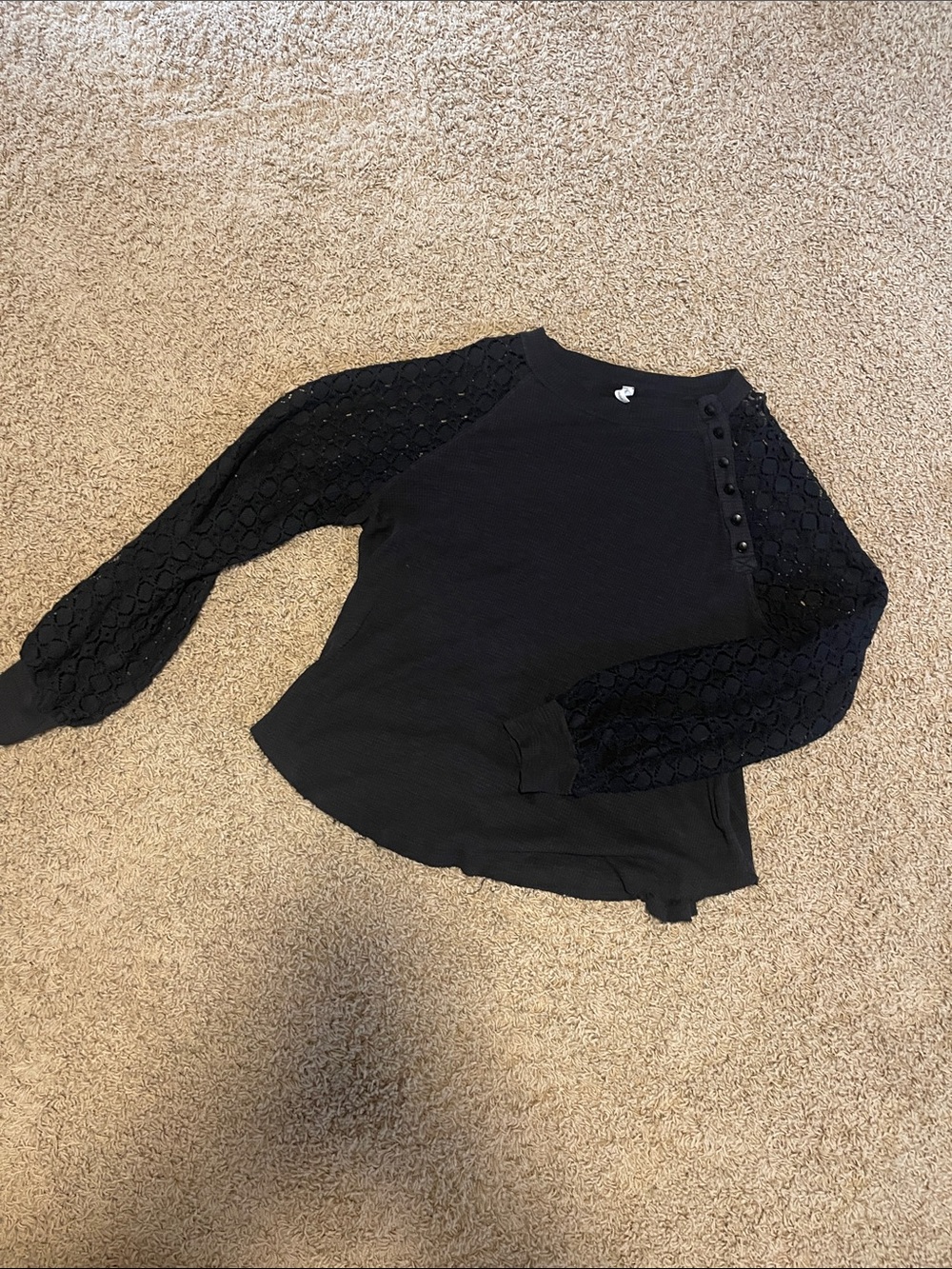 Wishlist Black Lace-Sleeve Pullover Sweatshirt